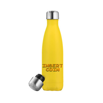 Insert coin!!!, Yellow Stainless Steel Metallic Thermos, double-walled, 500ml