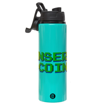Insert coin!!!, Metallic water bottle with safety lid, 850ml aluminum