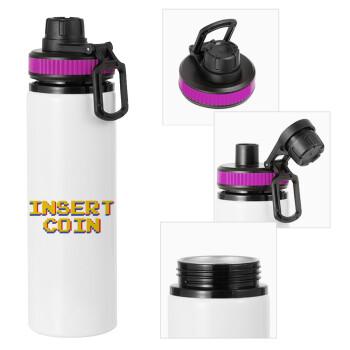 Insert coin!!!, Metallic water bottle with safety lid, 850ml aluminum
