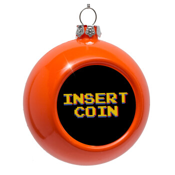 Insert coin!!!, Orange Christmas tree ornament bauble 8cm