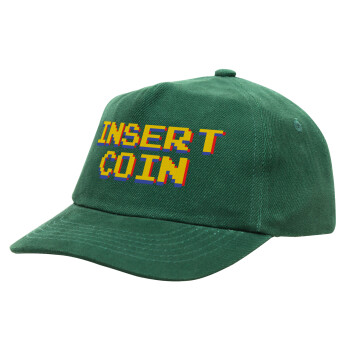 Insert coin!!!, Καπέλο παιδικό Baseball, 100% Βαμβακερό, Low profile, Πράσινο