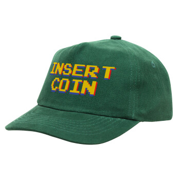 Insert coin!!!, Children's Baseball Cap, 100% Cotton Drill, GREEN (COTTON, CHILDREN'S, ONE SIZE)