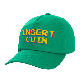 Insert coin!!!, Καπέλο παιδικό Baseball, 100% Βαμβακερό,  Πράσινο