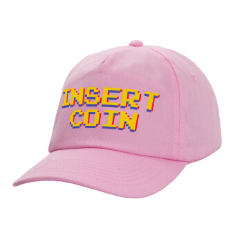 Insert coin!!!, Καπέλο παιδικό casual μπειζμπολ, 100% Βαμβακερό Twill, ΡΟΖ (ΒΑΜΒΑΚΕΡΟ, ΠΑΙΔΙΚΟ, ONE SIZE)