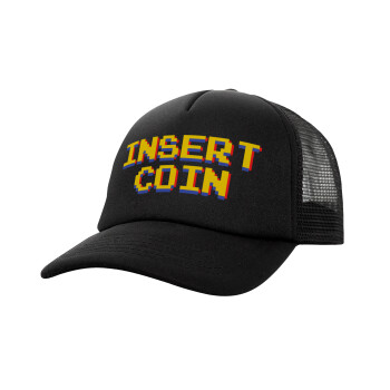 Insert coin!!!, Καπέλο Soft Trucker με Δίχτυ Μαύρο 