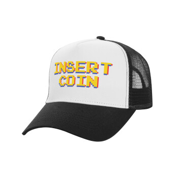 Insert coin!!!, Καπέλο Structured Trucker, ΛΕΥΚΟ/ΜΑΥΡΟ