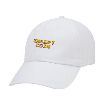 Insert coin!!!, Καπέλο Ενηλίκων Baseball Λευκό 5-φύλλο (POLYESTER, ΕΝΗΛΙΚΩΝ, UNISEX, ONE SIZE)
