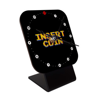 Insert coin!!!, Επιτραπέζιο ρολόι ξύλινο με δείκτες (10cm)