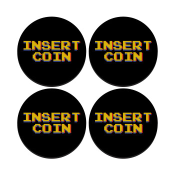 Insert coin!!!, ΣΕΤ 4 Σουβέρ ξύλινα στρογγυλά (9cm)