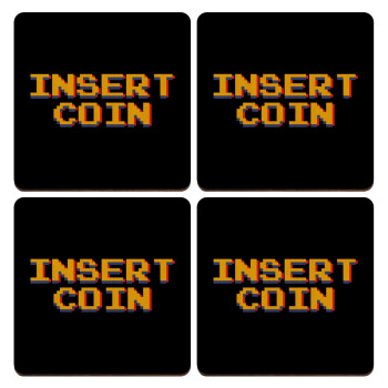 Insert coin!!!, ΣΕΤ x4 Σουβέρ ξύλινα τετράγωνα plywood (9cm)