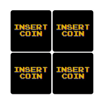 Insert coin!!!, ΣΕΤ 4 Σουβέρ ξύλινα τετράγωνα (9cm)