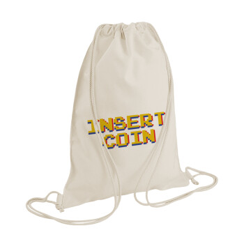 Insert coin!!!, Τσάντα πλάτης πουγκί GYMBAG natural (28x40cm)