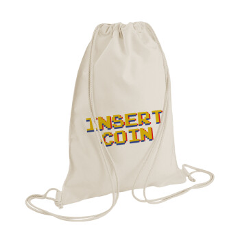 Insert coin!!!, Backpack bag GYMBAG natural (28x40cm)