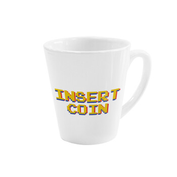 Insert coin!!!, Κούπα κωνική Latte Λευκή, κεραμική, 300ml