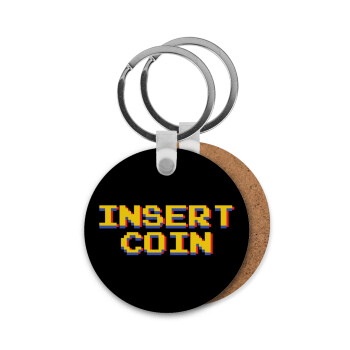 Insert coin!!!, Μπρελόκ Ξύλινο στρογγυλό MDF Φ5cm