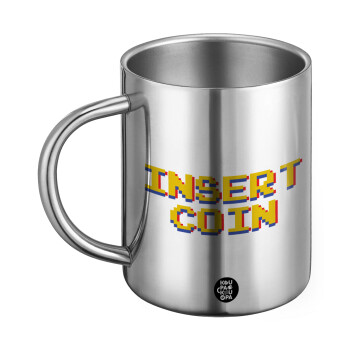 Insert coin!!!, Ανοξείδωτη Μεταλλική Κούπα 450ml - Διπλού Τοιχώματος