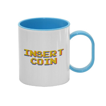 Insert coin!!!, Κούπα (πλαστική) (BPA-FREE) Polymer Μπλε για παιδιά, 330ml