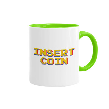 Insert coin!!!, Mug colored light green, ceramic, 330ml