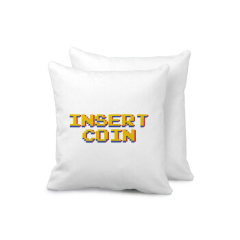 Insert coin!!!, Μαξιλάρι καναπέ 40x40cm περιέχεται το  γέμισμα