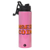 Metallic water bottle with safety lid, 850ml aluminum