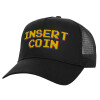 Structured Trucker Adult Hat, with Mesh, Black (100% COTTON, ADULT, UNISEX, ONE SIZE)