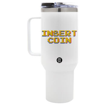 Insert coin!!!, Mega Stainless steel Tumbler with lid, double wall 1,2L
