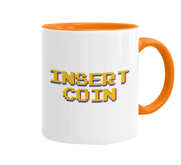 Insert coin!!! — Mug colored orange, ceramic, 330ml