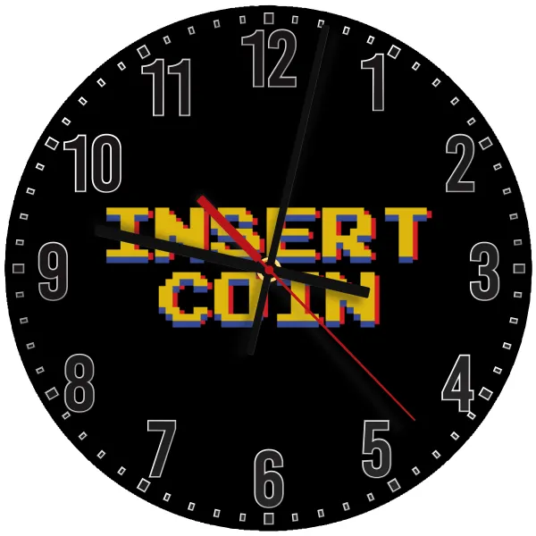 Insert coin!!! — Ρολόι τοίχου ξύλινο 30cm