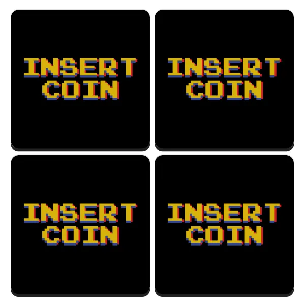 Insert coin!!! — Σουβέρ ξύλινα τετράγωνα (9cm)