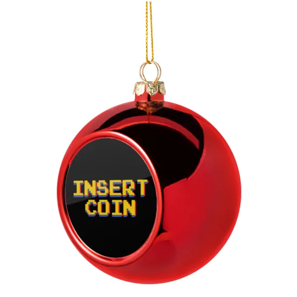 Insert coin!!! — Χριστουγεννιάτικη μπάλα δένδρου Κόκκινη 8cm