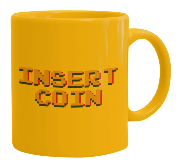 Insert coin!!! — Ceramic coffee mug yellow, 330ml