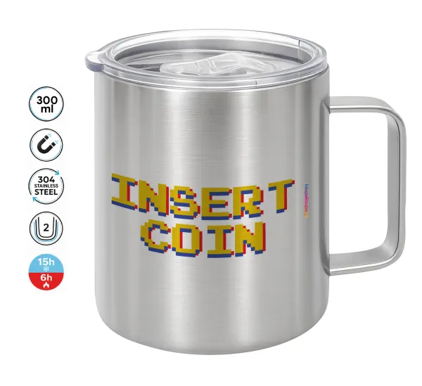 Insert coin!!! — Double-walled stainless steel mug 300ml with temperature-retaining lid