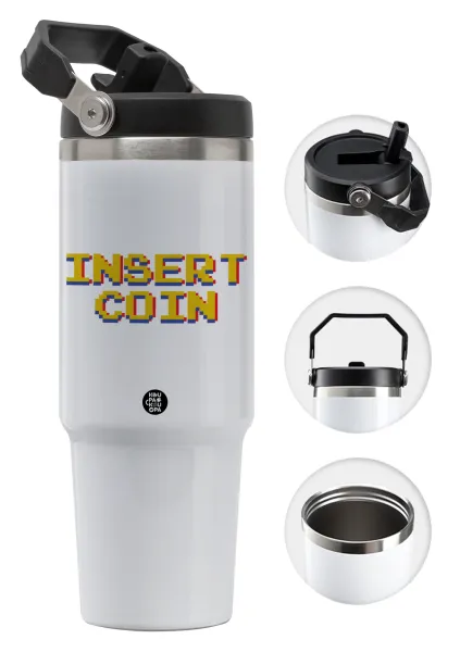 Insert coin!!! — Θερμός Ανοξείδωτο 30oz με χερούλι