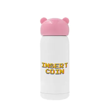 Insert coin!!!, Pink stainless steel thermal flask, 320ml
