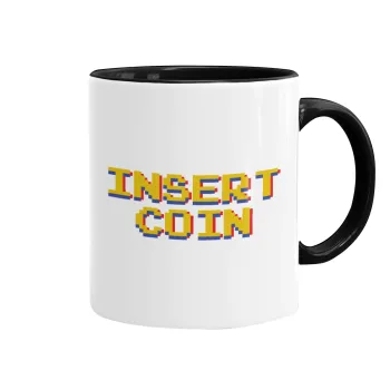 Insert coin!!!, Mug colored black, ceramic, 330ml