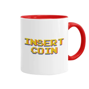 Insert coin!!!, Mug colored red, ceramic, 330ml