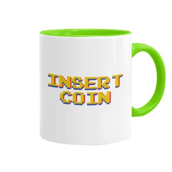 Insert coin!!!, Mug colored light green, ceramic, 330ml