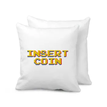 Insert coin!!!, Μαξιλάρι καναπέ 40x40cm περιέχεται το  γέμισμα