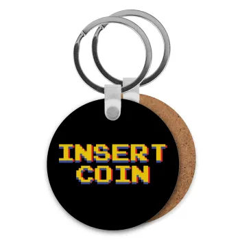 Insert coin!!!, Μπρελόκ Ξύλινο στρογγυλό MDF Φ5cm