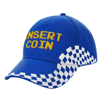 Insert coin!!!, Adult Ultimate BLUE RACING Cap, (100% COTTON DRILL, ADULT, UNISEX, ONE SIZE)