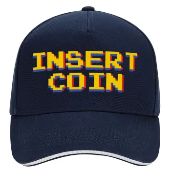 Insert coin!!!, DRILL Καπέλο Ενηλίκων Ultimate ΜΠΛΕ/ΛΕΥΚΟ, (100% ΒΑΜΒΑΚΕΡΟ, ΕΝΗΛΙΚΩΝ, UNISEX, ONE SIZE)