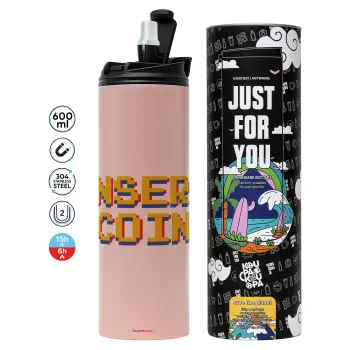 Insert coin!!!, Tumbler stainless steel PINK 600ml