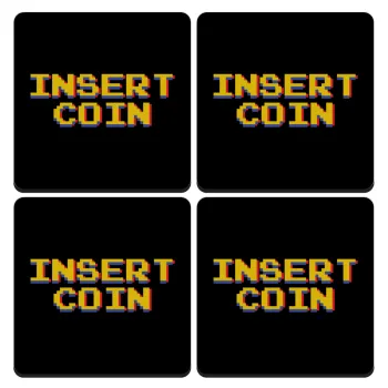 Insert coin!!!, ΣΕΤ 4 Σουβέρ ξύλινα τετράγωνα (9cm)