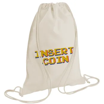Insert coin!!!, Τσάντα πλάτης πουγκί GYMBAG natural (28x40cm)