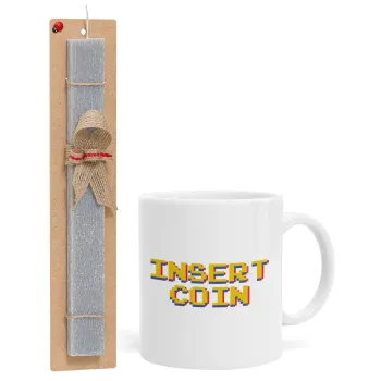 Insert coin!!!, Easter Set, Ceramic Cup (330ml) & Easter aromatic flat candle (30cm) (GRAY)