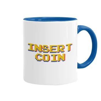 Insert coin!!!, Mug colored blue, ceramic, 330ml