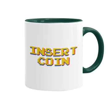 Insert coin!!!, Mug colored green, ceramic, 330ml