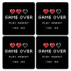 GAME OVER, Play again? YES - NO, ΣΕΤ 4 Σουβέρ ξύλινα τετράγωνα (9cm)