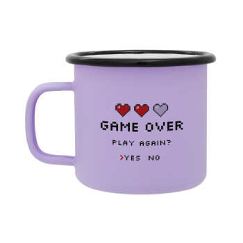 GAME OVER, Play again? YES - NO, Κούπα Μεταλλική εμαγιέ ΜΑΤ Light Pastel Purple 360ml