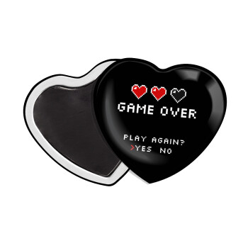 GAME OVER, Play again? YES - NO, Μαγνητάκι καρδιά (57x52mm)